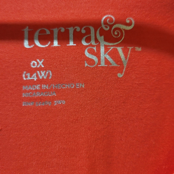 Terra & Sky Salmon V-Neck Tee 0X 14W - Picture 7 of 11